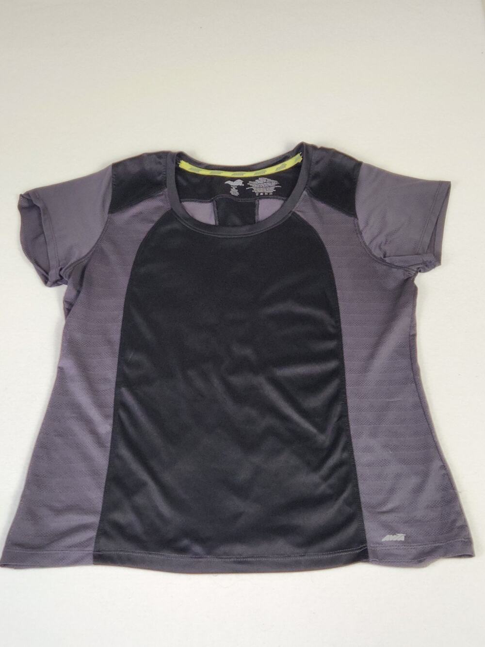 Avia Womens Black Grey XL Short Sleeve Activeweat Top